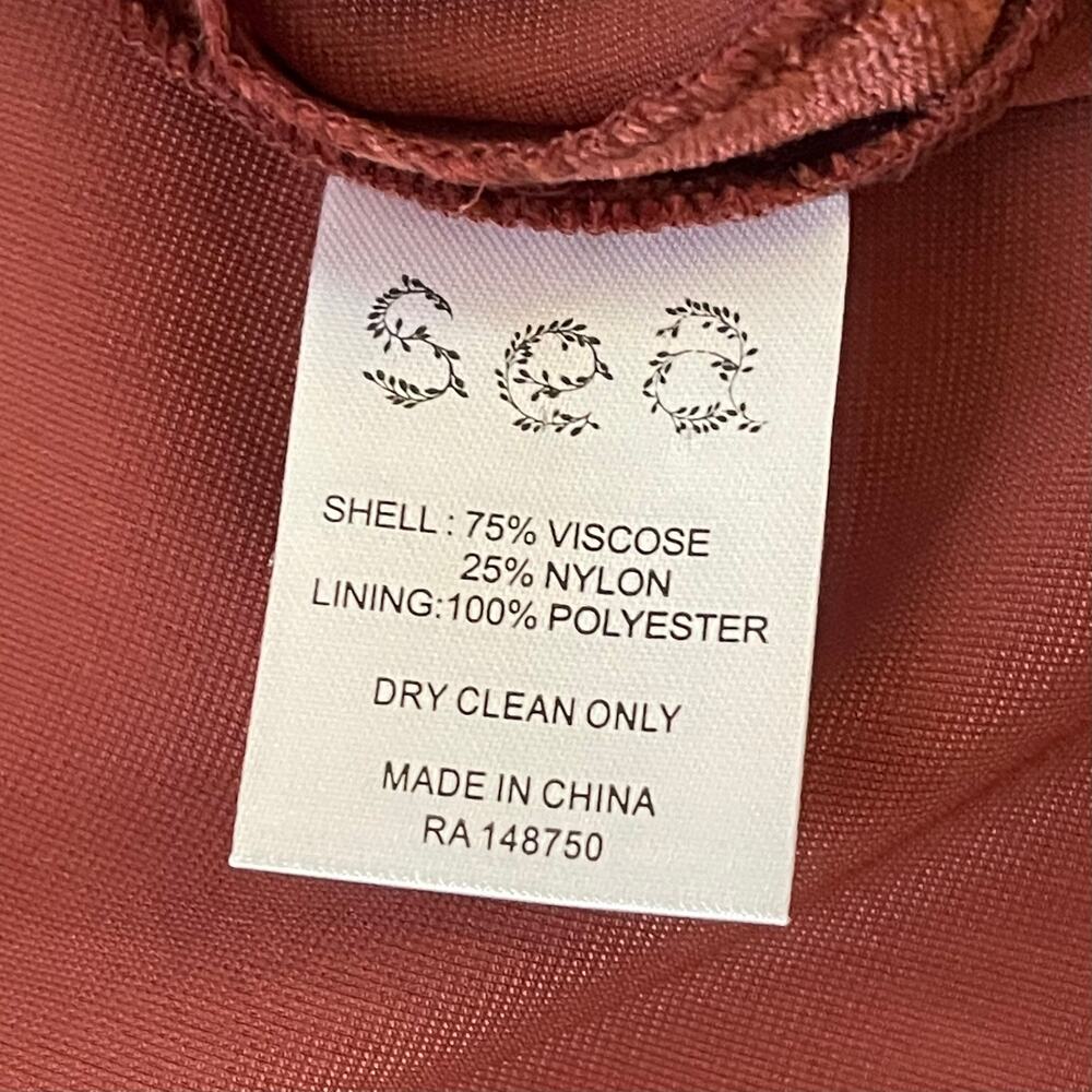 NWT Sea New York Mayde Velvet Puff Sleeve Smocked Midi Dress - Burgundy - Size M - Picture 8 of 8